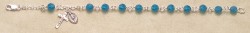 Rosary Bracelet - Sterling Silver with Caribbean Blue Swarovski Beads [RB3304]
