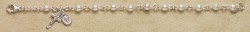 Rosary Bracelet - Sterling Silver with Genuine Cultured Pearl Beads [RB3322]