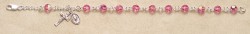 Rosary Bracelet - Sterling Silver with Pink Swarovski Beads [RB3309]