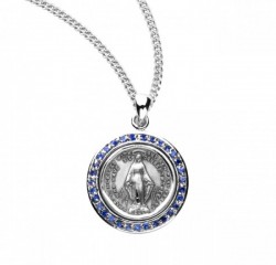 Round Miraculous Medal with Clear Crystals [HMM3262]