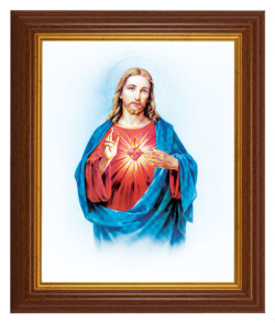 Sacred Heart of Jesus 8x10 Textured Artboard Dark Walnut Frame [HFA5433]