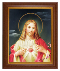 Sacred Heart of Jesus 8x10 Textured Artboard Dark Walnut Frame [HFA5436]