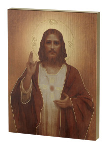 Sacred Heart of Jesus Embossed Wood Plaque [HWP109]
