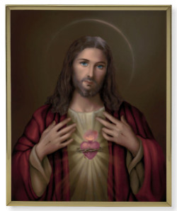 Sacred Heart of Jesus Gold Frame Plaque - 2 Sizes [HFA4969]