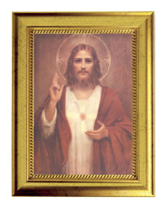 Sacred Heart of Jesus by Chambers 5x7 Print in Gold-Leaf Frame [HFA5186]