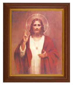 Sacred Heart of Jesus by Chambers 8x10 Textured Artboard Dark Walnut Frame [HFA5439]