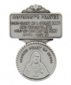 Sacred Heart Motorist's Prayer Visor Clip, Pewter - 2 1/4“H [AU0118]
