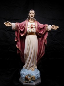 Sacred Heart Statue Hand Painted Marble Composite - 24 inch [VIC4006]