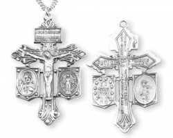 Sacred Heart and Miraculous Crucifix Pendant - Sterling Silver [REM3001]