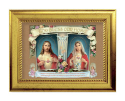 Sacred Hearts House Blessing 5x7 Print in Gold-Leaf Frame [HFA5220]