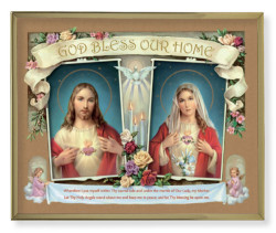 Sacred Hearts House Blessing Gold Frame Plaque - 2 Sizes [HFA4973]