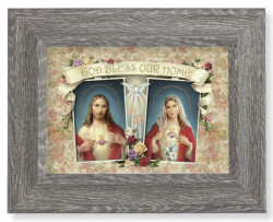 Sacred and Immaculate Heart House Blessing 7x9 Gray Oak Frame [HFA4659]