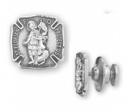 Saint Florian Lapel Pin Sterling Silver [HMLP007]