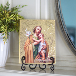 Saint Joseph Gold Foil Mosaic Plaque [HFA0614]