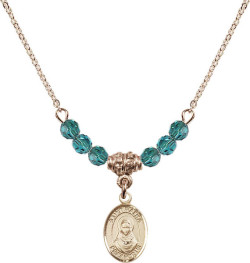 Saint Rafka Gold Filled Charm Medal with Zircon Beads [EN9335]