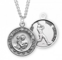 Saint Rita Sterling Silver Baseball Medal Boys [HMM3060]