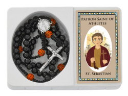 Saint Sebastian Basketball Rosary w Prayer Card [MVR0653]