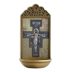 San Damiano Crucifix 6“ Holy Water Font [CB917]