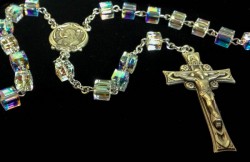 Scapular Swarovski Cubed Crystal Rosary in Sterling Silver [HMBR048]