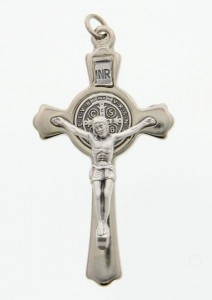 Silvertone St. Benedict Pectoral Crucifix 3“ [SFA0019]
