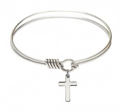 Smooth Bangle Bracelet with a Cross Charm [BRS0111Y]