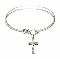 Smooth Bangle Bracelet with a Cross Charm [BRS0672Y]