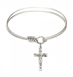 Smooth Bangle Bracelet with a Crucifix Charm [BRS0001]