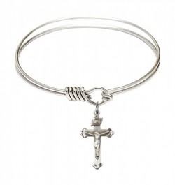 Smooth Bangle Bracelet with a Crucifix Charm [BRS0669]