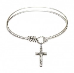 Smooth Bangle Bracelet with a Crucifix Charm [BRS0672]