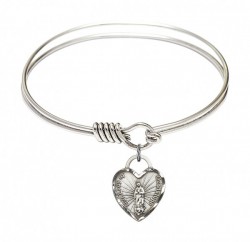 Smooth Bangle Bracelet with Our Lady of Guadalupe Heart Charm [BRS3408]