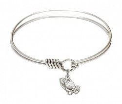 Smooth Bangle Bracelet with a Praying Hands Charm [BRS0220]