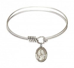 Smooth Bangle Bracelet with a Saint Finnian of Clonard Charm [BRS9308]