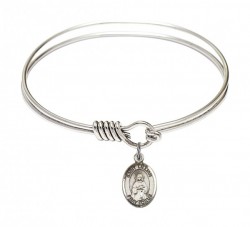 Smooth Bangle Bracelet with a Saint Lillian Charm [BRS9226]