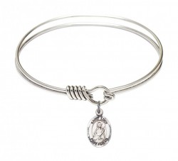 Smooth Bangle Bracelet with a Saint Lucy Charm [BRS9422]