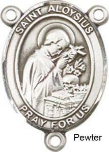 St. Aloysius Gonzaga Rosary Centerpiece Sterling Silver or Pewter [BLCR0326]