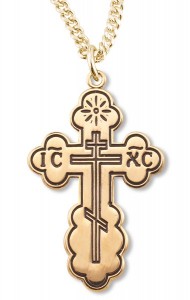 Saint Olga's Orthodox Cross Pendant Gold Plated Sterling Silver [RECR1024]