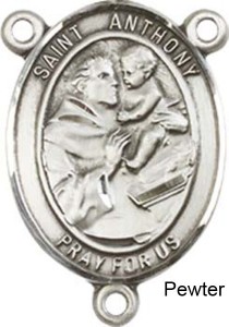 St. Anthony of Padua Rosary Centerpiece Sterling Silver or Pewter [BLCR0175]