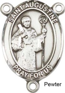 St. Augustine Rosary Centerpiece Sterling Silver or Pewter [BLCR0178]