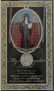 St. Benedict Medal in Pewter with Bi-Fold Prayer Card [HPM062]