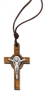 St. Benedict Olive Wood Crucifix Pendant [MVCR1003]
