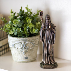 St. Benedict Statue, Bronzed Resin - 8 inches [GSS034]