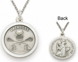 St. Christopher Lacrosse Sports Medal with Chain [SM0051]