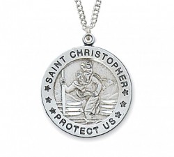 St. Christopher Medal Sterling Silver - 1 inch [MVM1005]