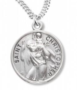 Satin Finish Sterling Silver St. Christopher Necklace [REE0066]