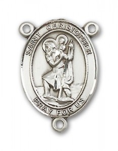 St. Christopher Oval Sterling Silver Rosary Centerpiece Sterling Silver or Pewter [BLCR0464]