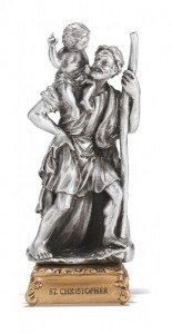 Saint Christopher Pewter Statue 4 Inch [HRST620]