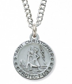 St. Christopher Round Medal Pewter [MVM1124]