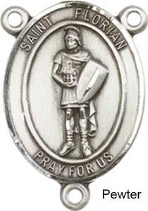 St. Florian Rosary Centerpiece Sterling Silver or Pewter [BLCR0204]