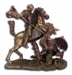 St. George with Dragon Statue in Bronzed Resin - 11.5 inches [GSCH010]