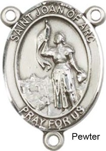 St. Joan of Arc Rosary Centerpiece Sterling Silver or Pewter [BLCR0223]